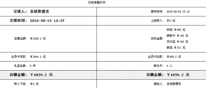 交班打印